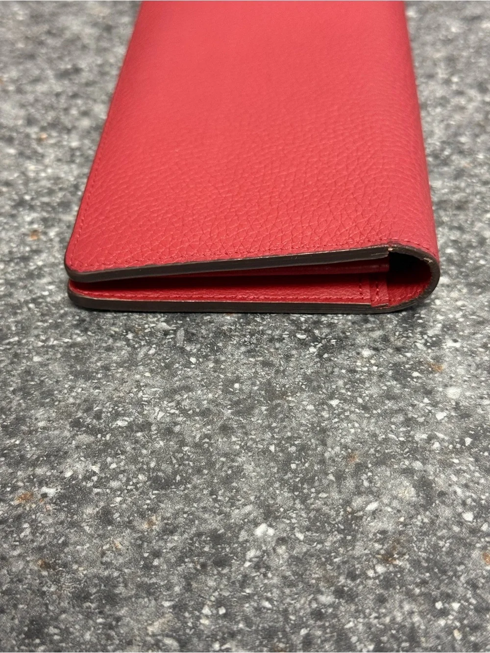 Auth Louis Vuitton Red Taurillon Leather Long Bifold Brazza Wallet Men’s/Unisex